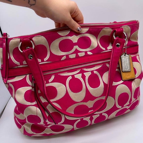 Coach Poppy Signature Metallic Glam Tote - Picture 3 of 9